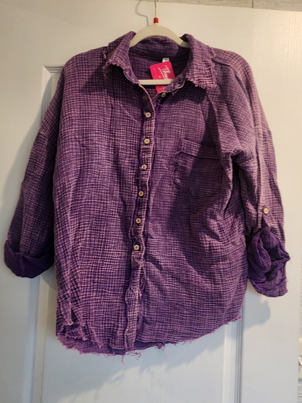 Zenana Outfitters Purple Gauze Button-Up Shirt BNWT